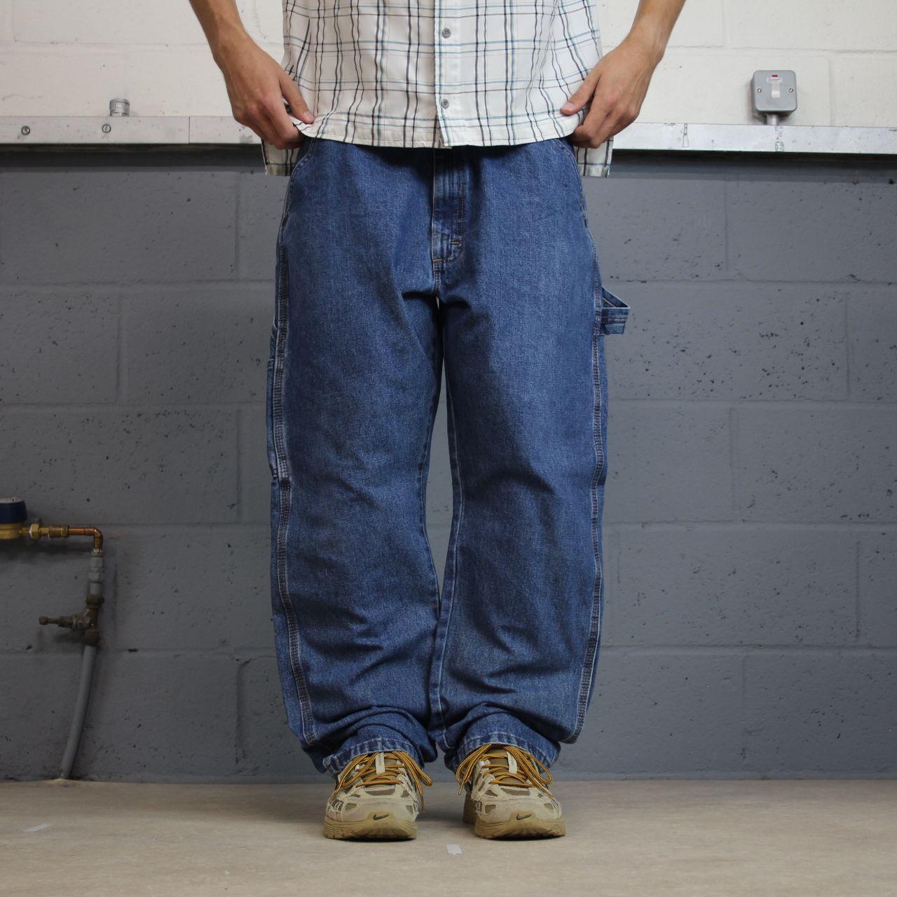 Wrangler carpenter jeans y2k blue denim Loose straight leg skater 2000s style cargo pants