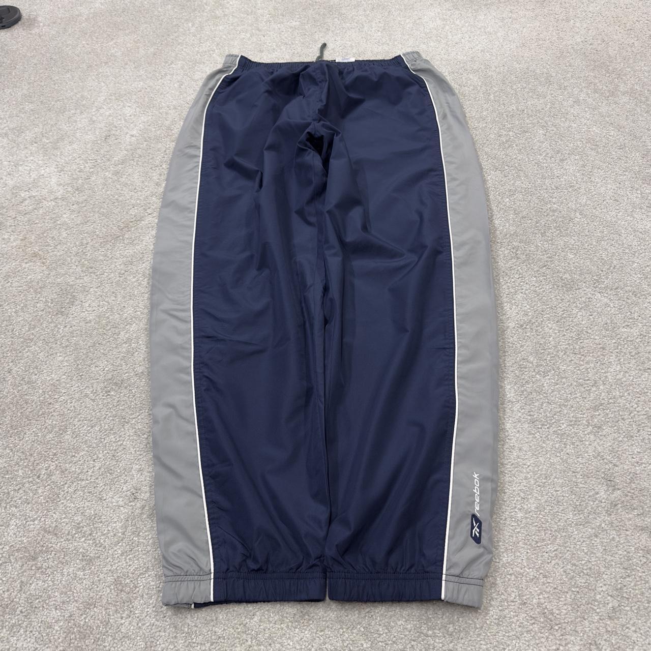 Baggy Y2K Reebok tracksuit bottoms black navy XL Loose lined casual 2000s style track pants