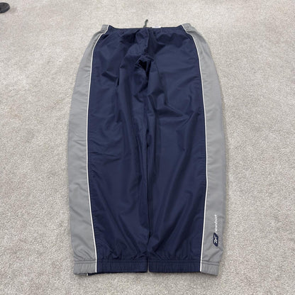 Baggy Y2K Reebok tracksuit bottoms black navy XL Loose lined casual 2000s style track pants