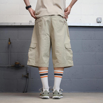 Baggy khaki Dickies cargo shorts W38