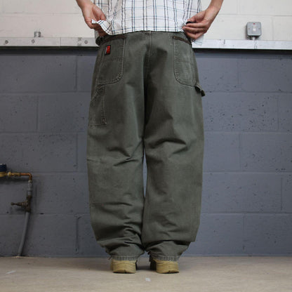 Wrangler carpenter jeans y2k washed green Wide leg canvas Riggs skater work utility pants