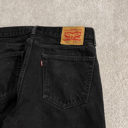 Levi's 505 straight fit jeans y2k black Regular straight leg denim pants red tab logo