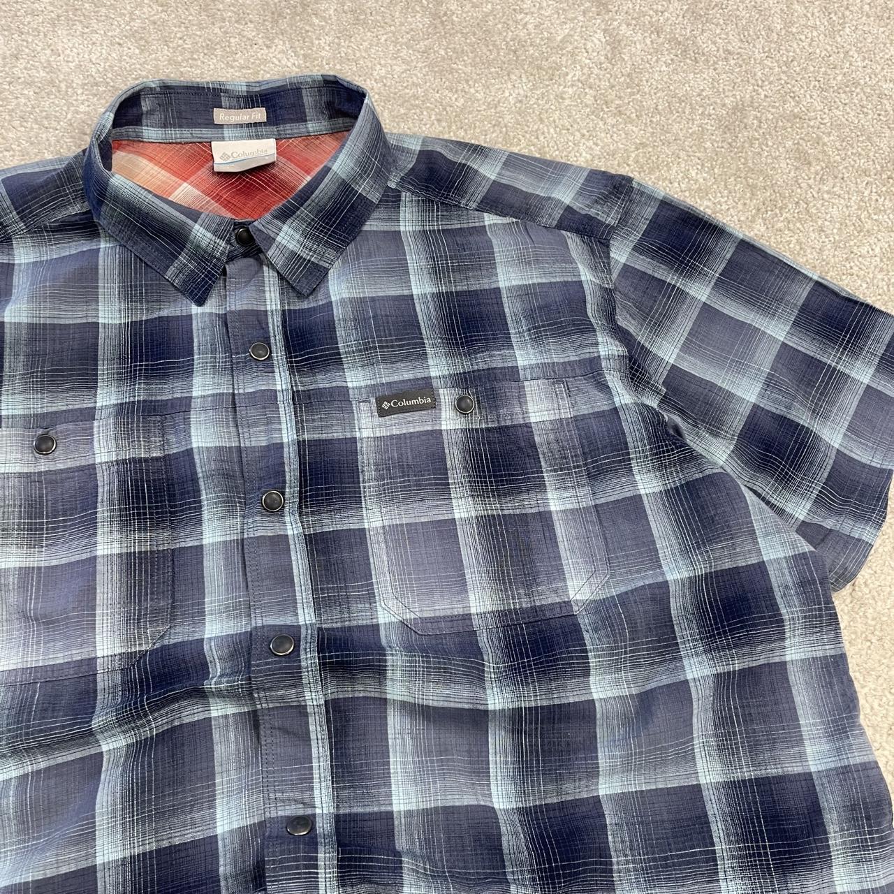 Columbia checkered surf shirt short sleeve navy Y2K festival style button down summer shirt