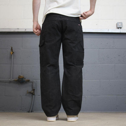 Loose Dickies carpenter jeans W32L30 90s skate style black thick canvas cargos