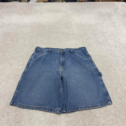 Vintage Y2k baggy carpenter shorts skater style blue Denim wide leg summer festival jorts