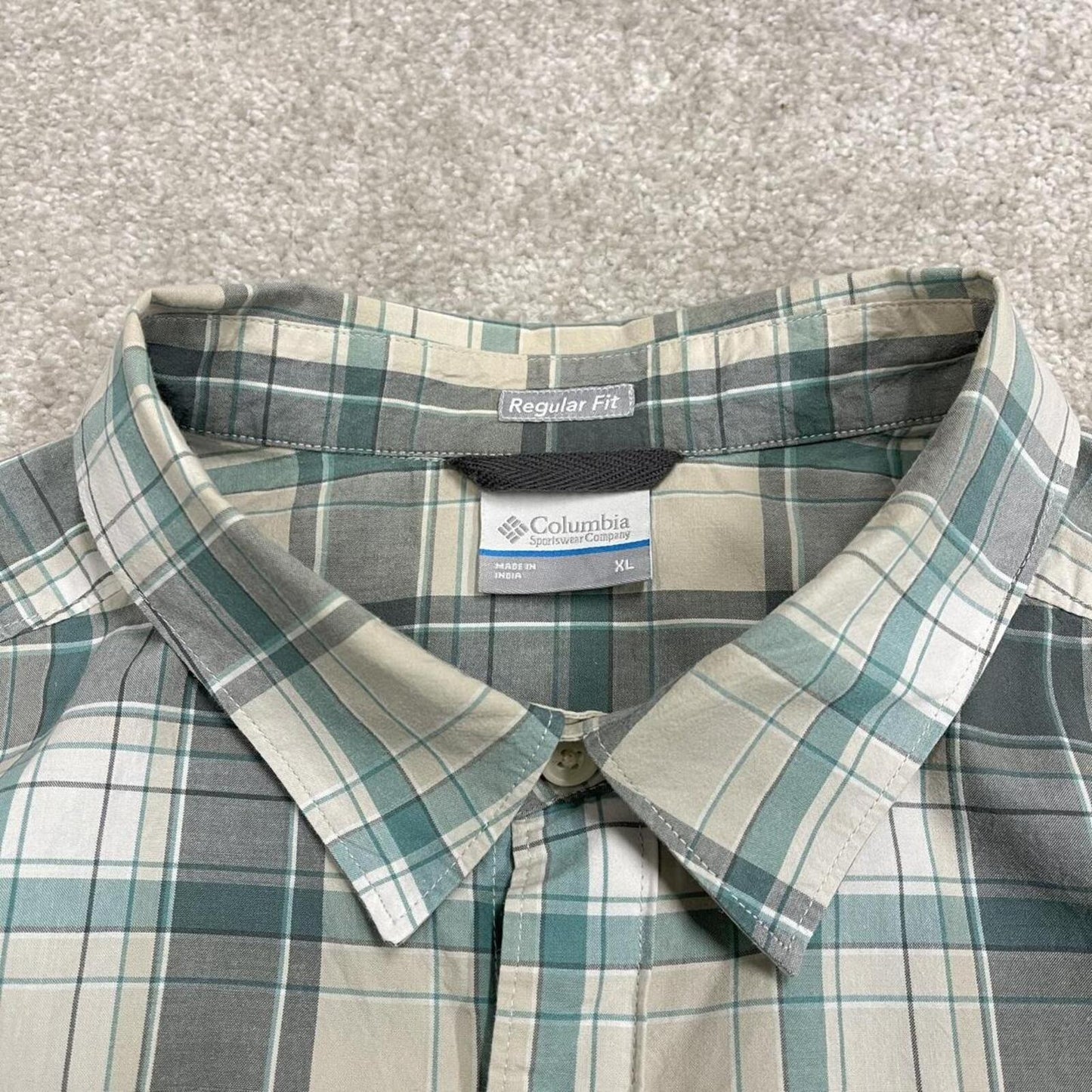 Columbia checkered short sleeve shirt geeen Surf style check shirt summer festival