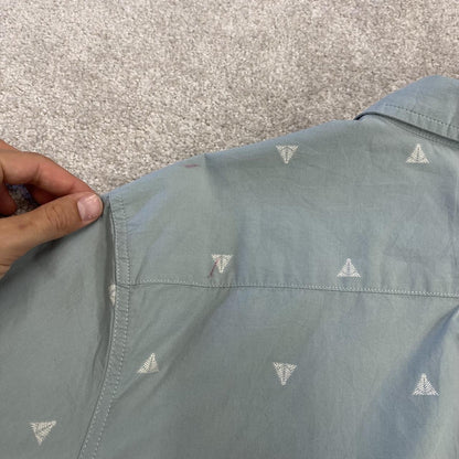 North Face funky short sleeve shirt y2k blue TNF surf style patterned button down summer shirt