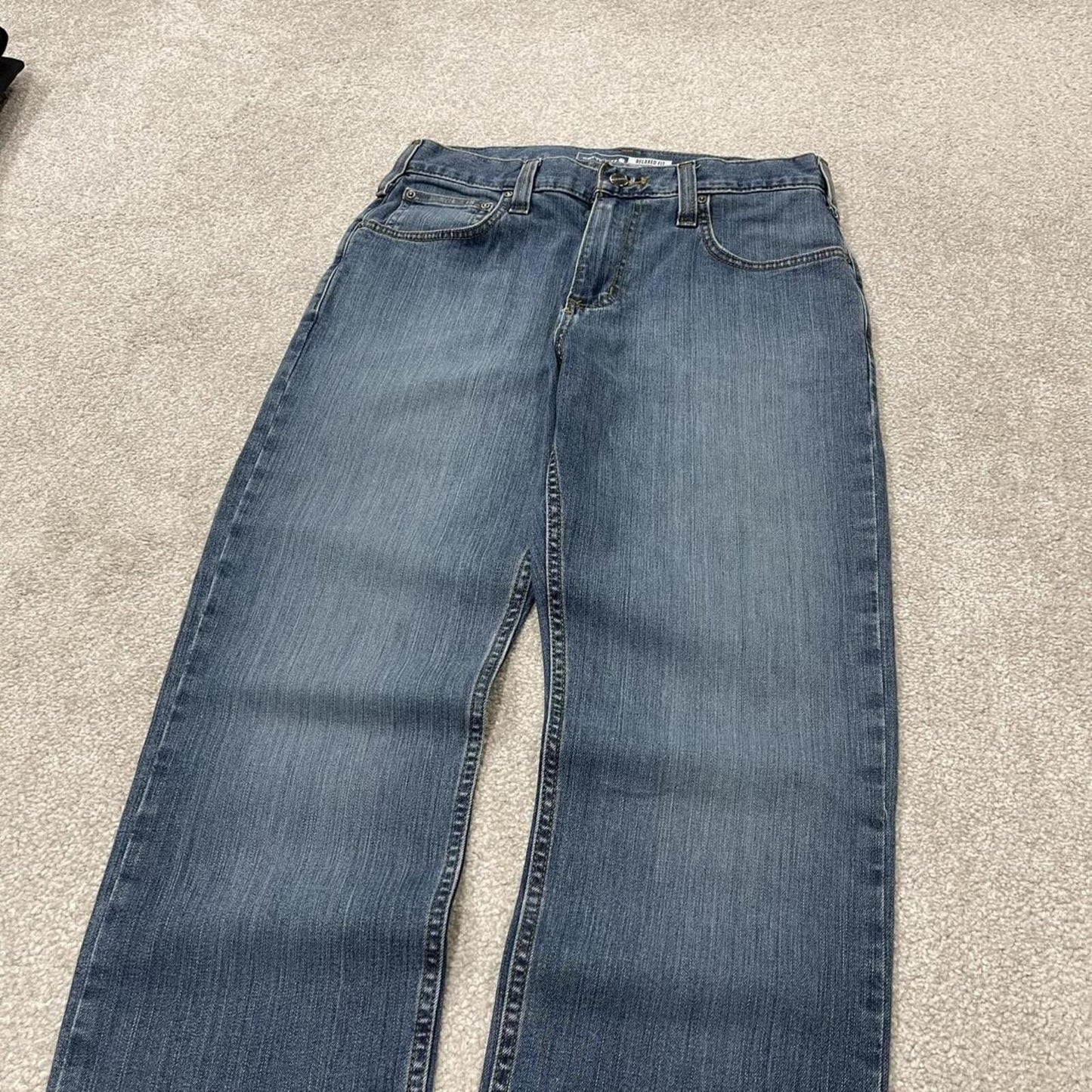 Y2k Carhartt jeans denim work pants blue Relaxed denim workwear pants white patch logo