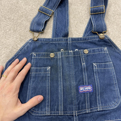 Vintage denim dungarees 00s big smith overalls blue Patch logo and adjustable straps