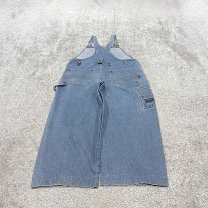 Vintage y2k baggy PACO dungarees wide leg blue Baggy denim bib & brace overalls utility workwear