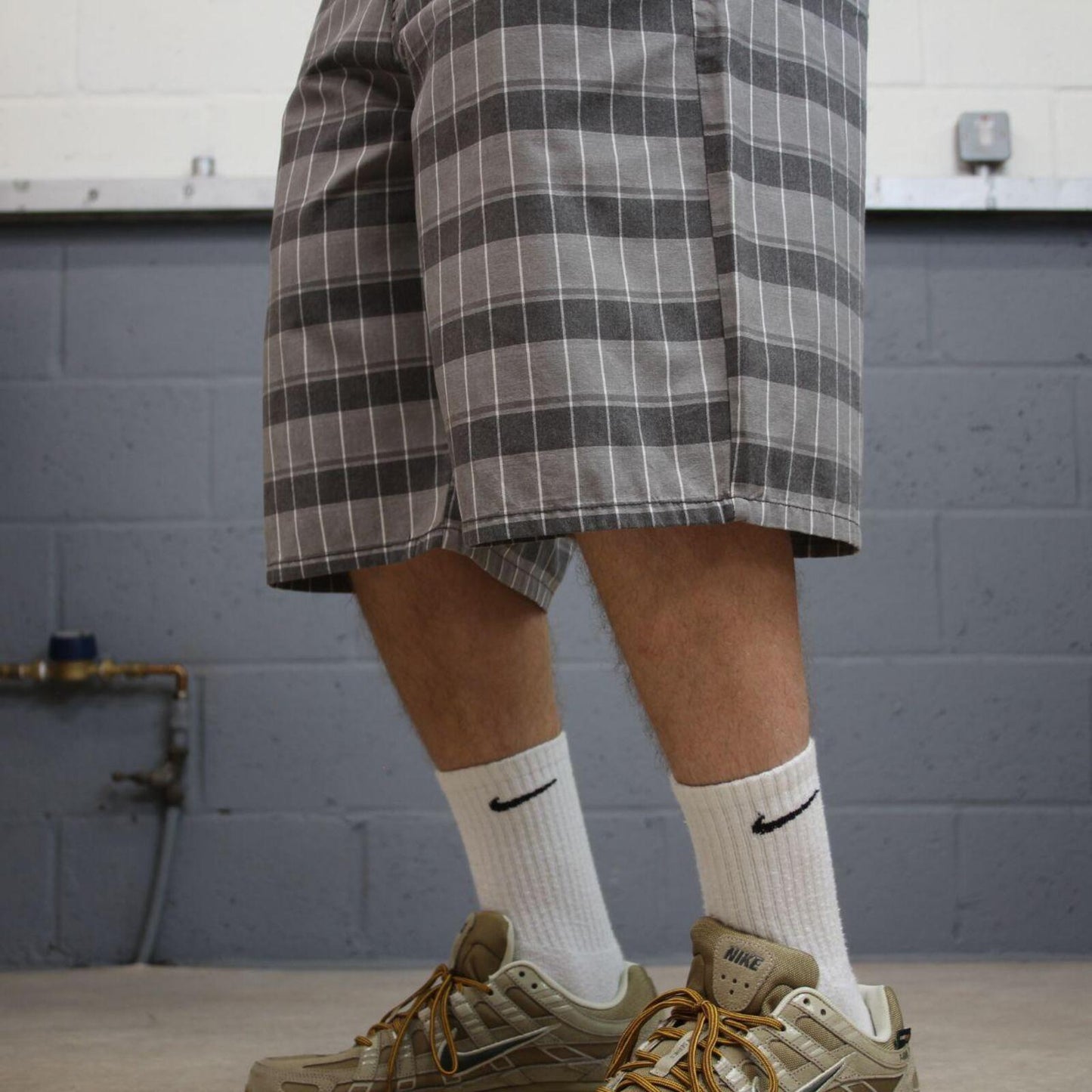 Dickies baggy checkered shorts carpenter grey Chino check surf shorts long leg festival