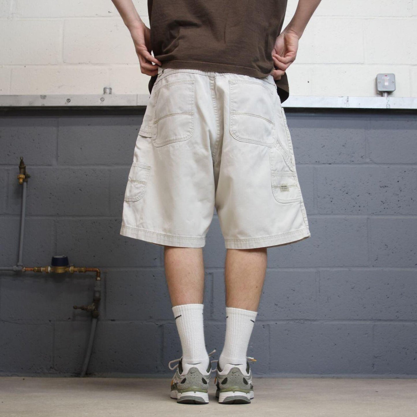 Y2k baggy Wrangler carpenter shorts skater style beige Loose cotton summer