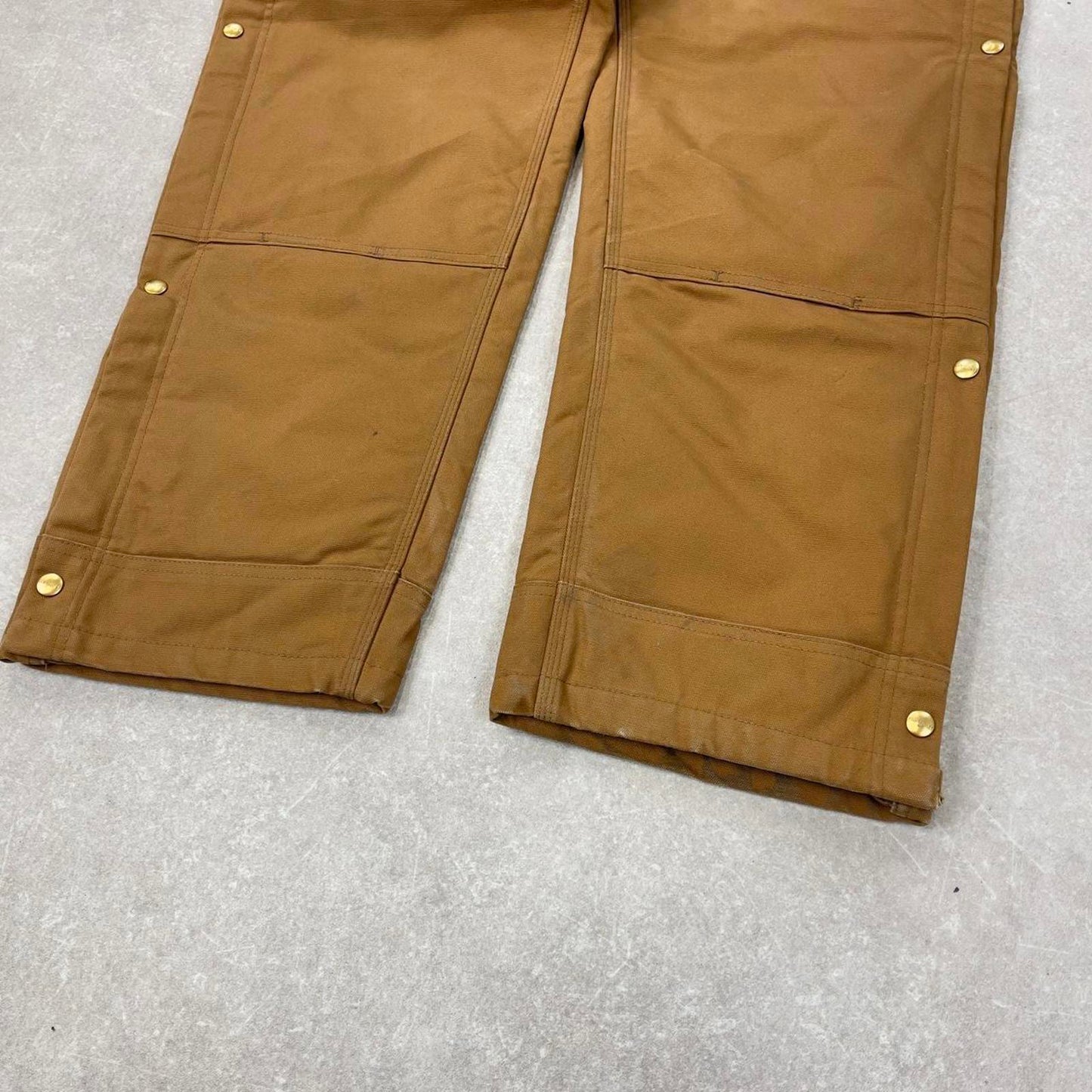 Vintage Carhartt overalls W38 L30 mens canvas dungarees Tan utility worker