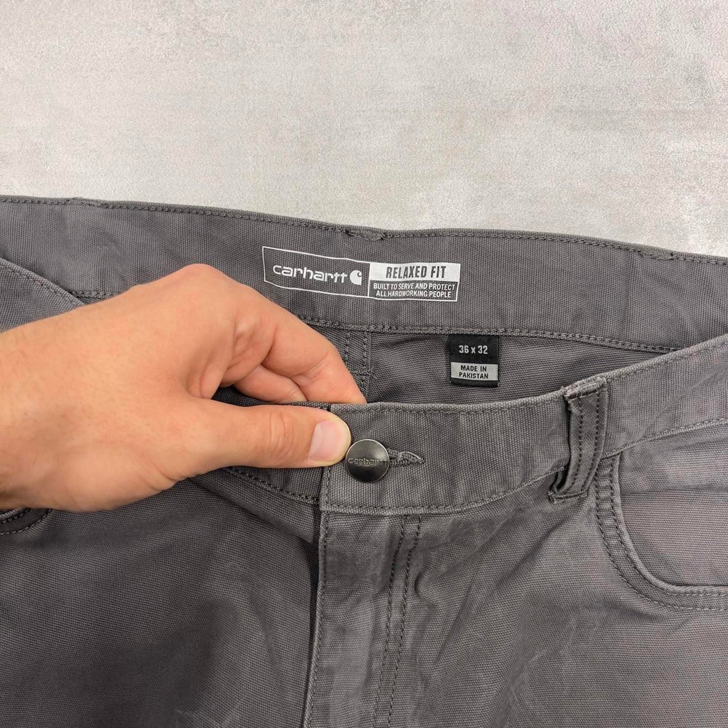 Carhartt carpenter pants W36L32 90s style skater canvasy loose Grey cargos