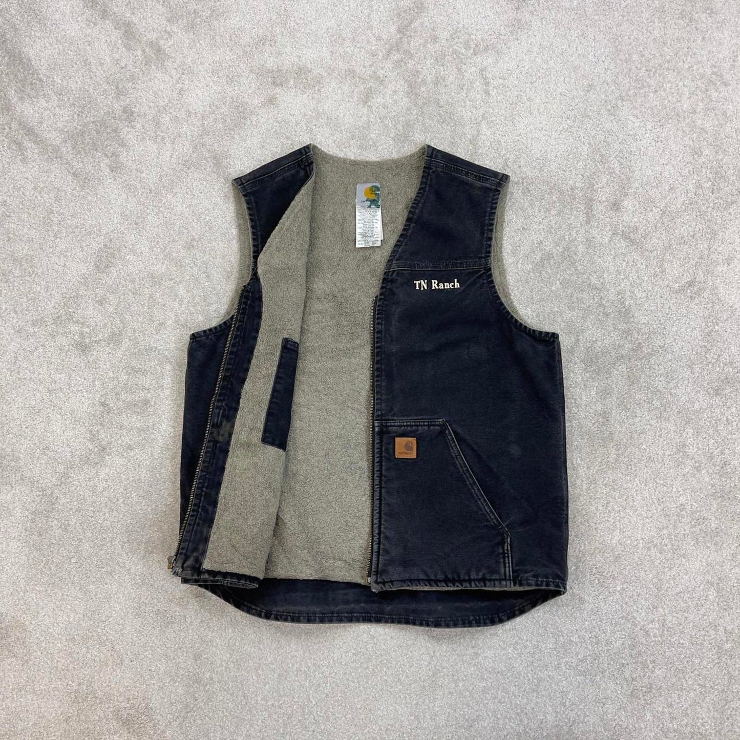 Black vintage Carhartt Gilet L Tall thick canvas sherpa lined body warmer