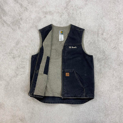 Black vintage Carhartt Gilet L Tall thick canvas sherpa lined body warmer