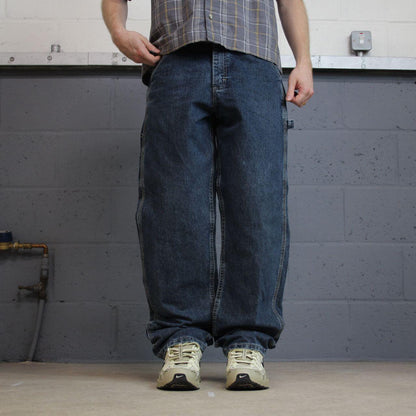 Vintage Lee denim carpenter jeans y2k blue Loose straight leg skater style utility workwear trousers