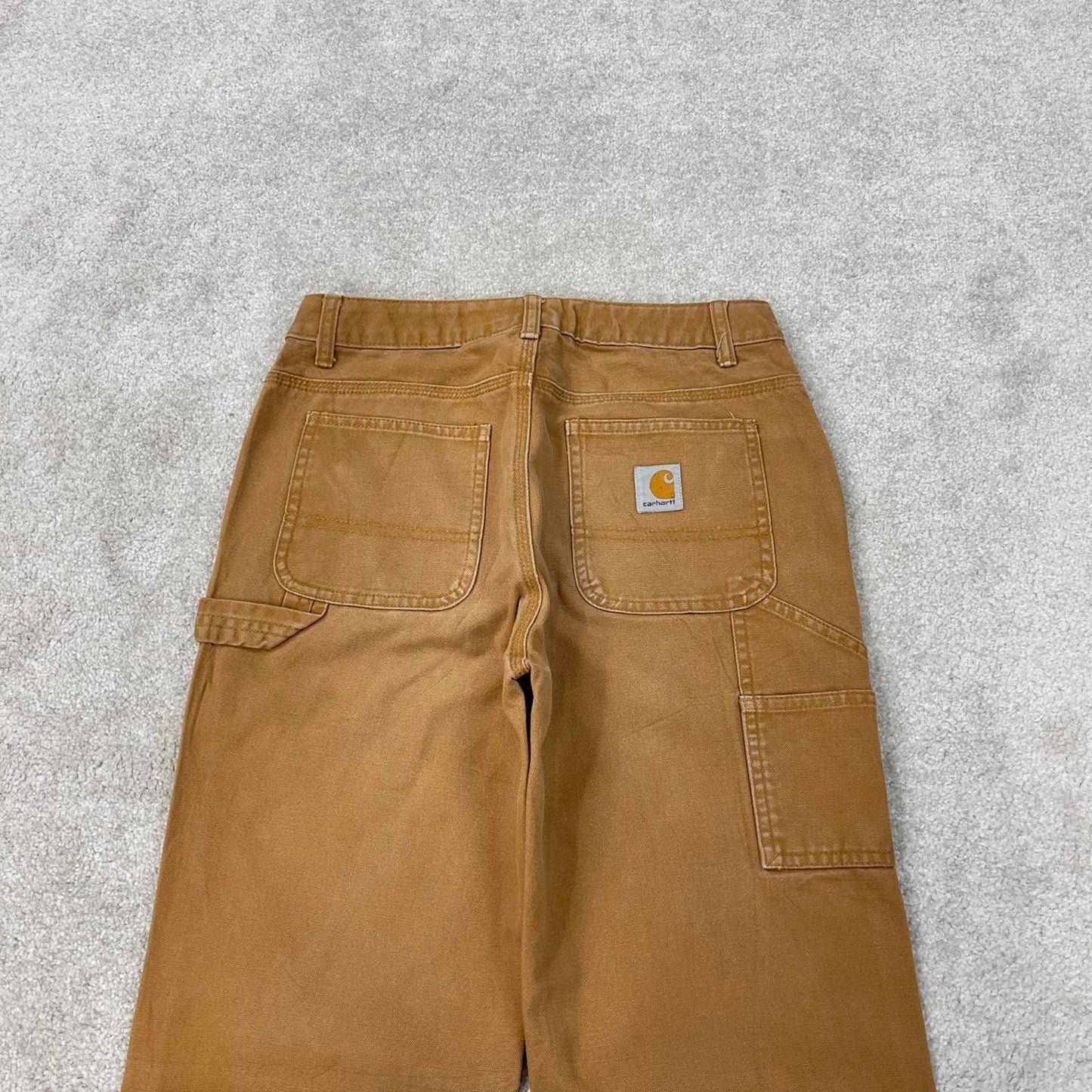 Tan Carhartt carpenter pants teens size 14 W26L28 loose canvas 90s style cargos