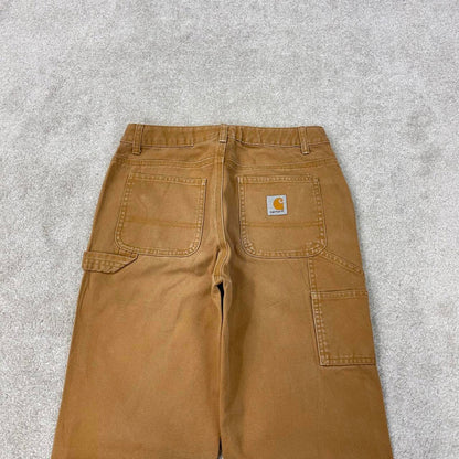 Tan Carhartt carpenter pants teens size 14 W26L28 loose canvas 90s style cargos