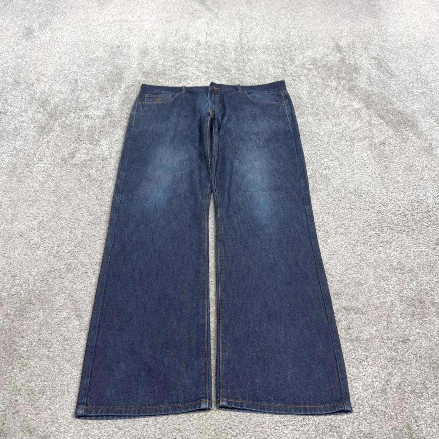 Vintage y2k embroidered Rocawear jeans blue Casual style 5 pocket straight leg denim pants