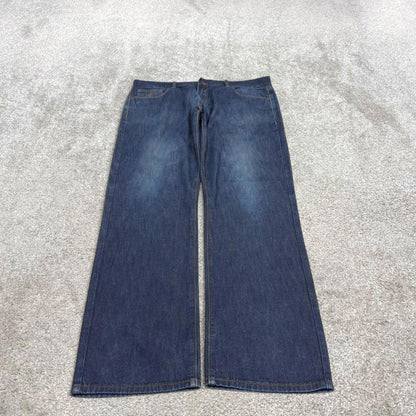 Vintage y2k embroidered Rocawear jeans blue Casual style 5 pocket straight leg denim pants