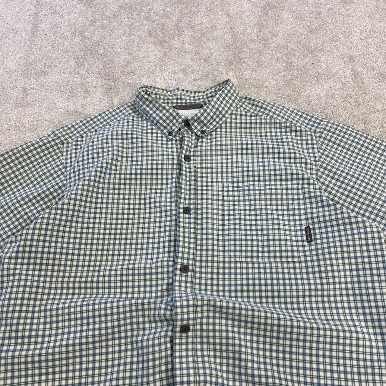 Columbia short sleeve shirt checkered green Festival surf style button down summer check shirt