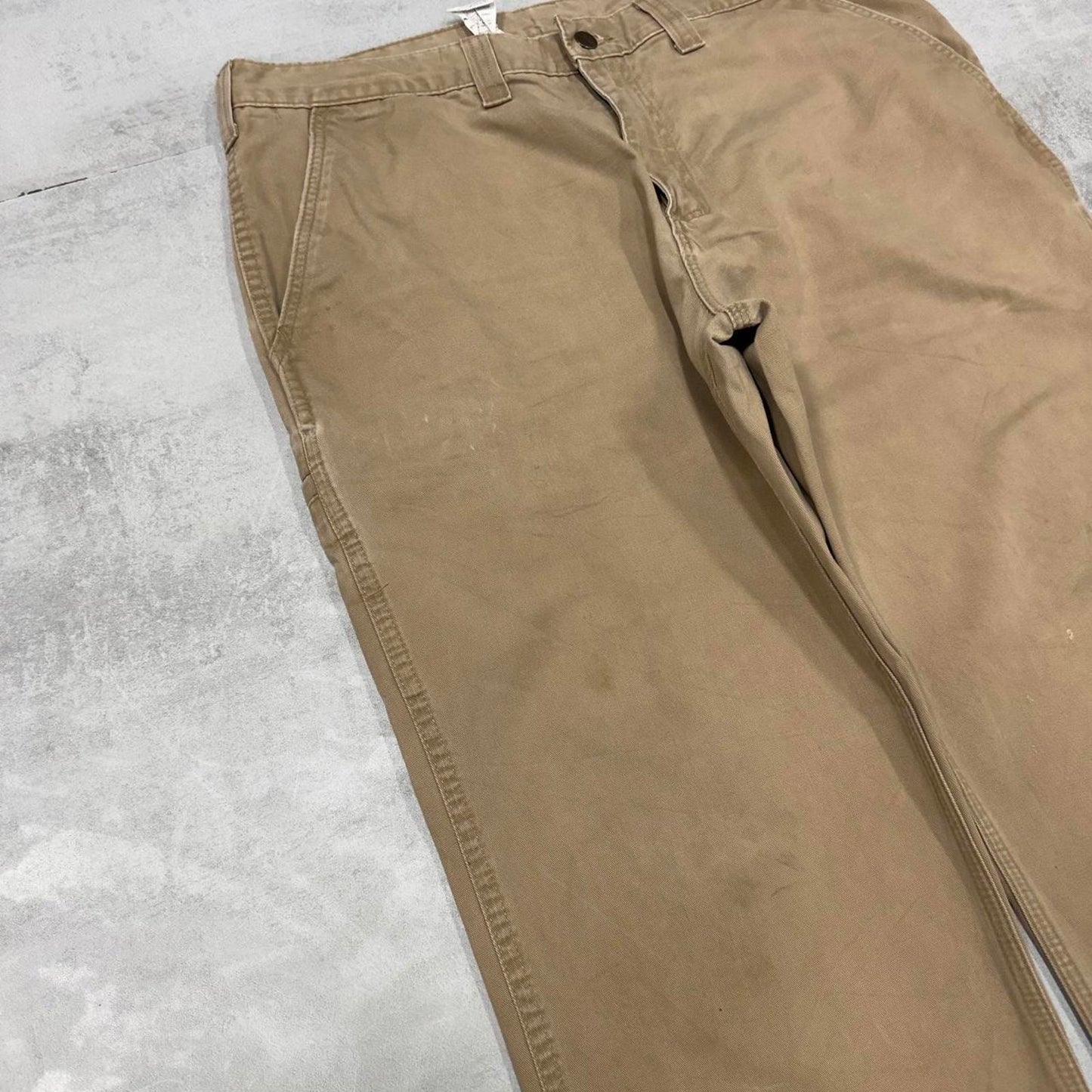 Mens Carhartt carpenter pants W38 L30 tan relaxed 90s style cargos