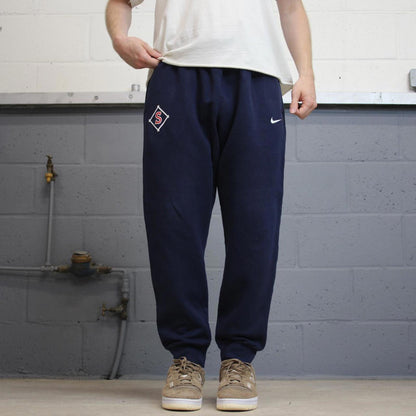 Navy Nike joggers L y2k style sportswear track pants loose fit embroidered logo