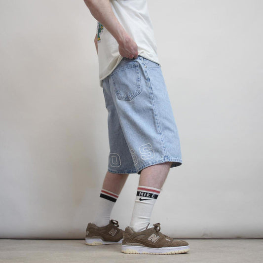 Baggy BOSS denim jorts W34 loose long denim embroidered 90s skater jorts