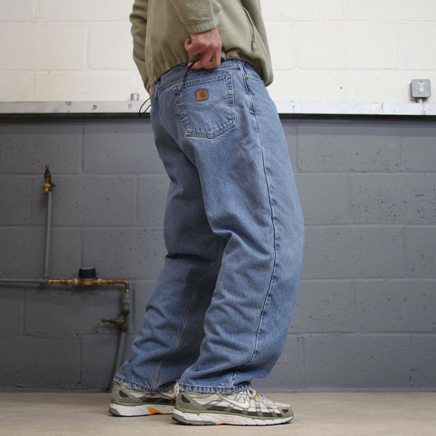 Vintage baggy Y2K Carhartt denim jeans blue Loose flannel lined skate style workwear pants