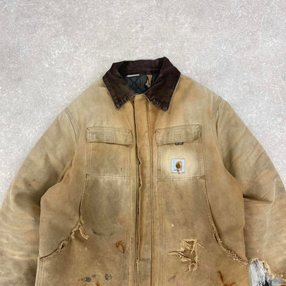 Vintage Carhartt jacket arctic chore coat XL tan distressed American canvas workwear streetwear