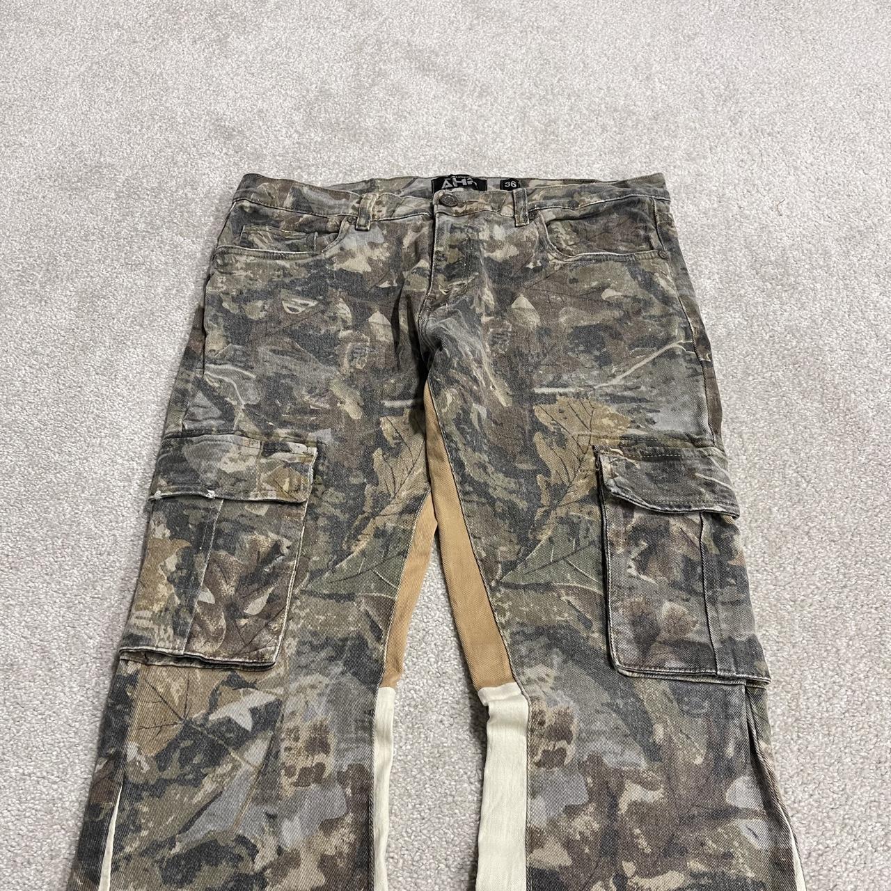 Y2K bootcut camo jeans paneled style green Another Hype Piece  bootcut cargo pants