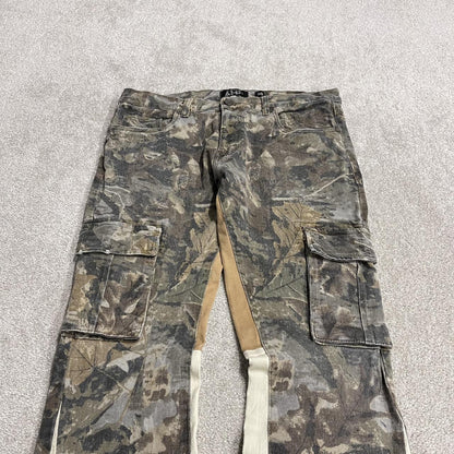 Y2K bootcut camo jeans paneled style green Another Hype Piece  bootcut cargo pants