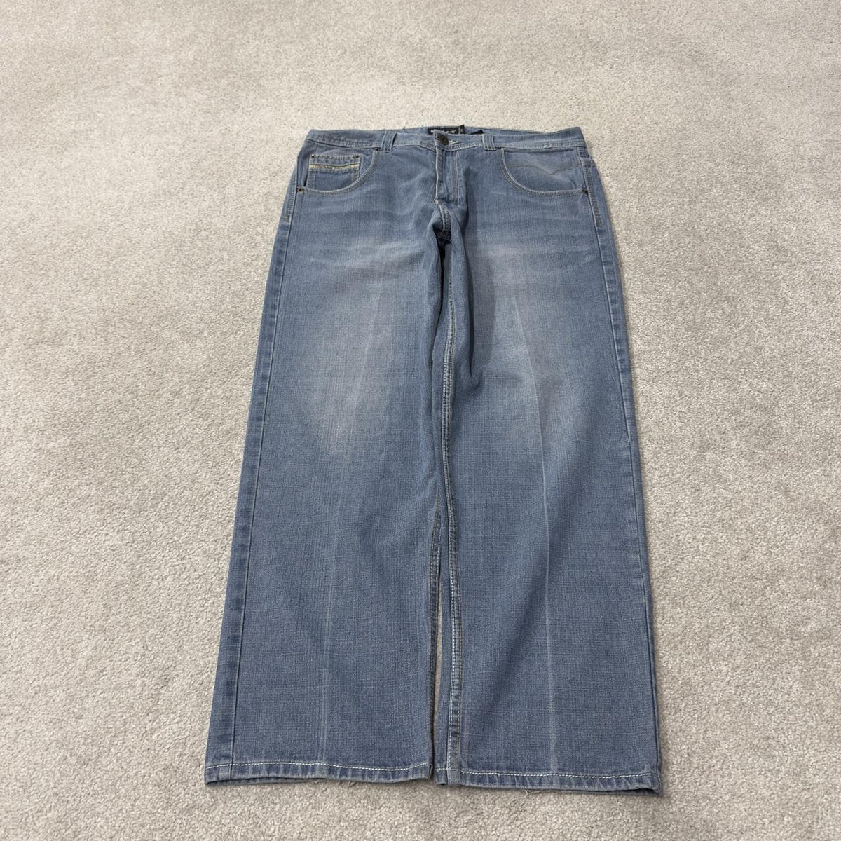 Y2K embroidered relaxed denim skate jeans W38L30 blue Royal Blue relaxed fit jeans