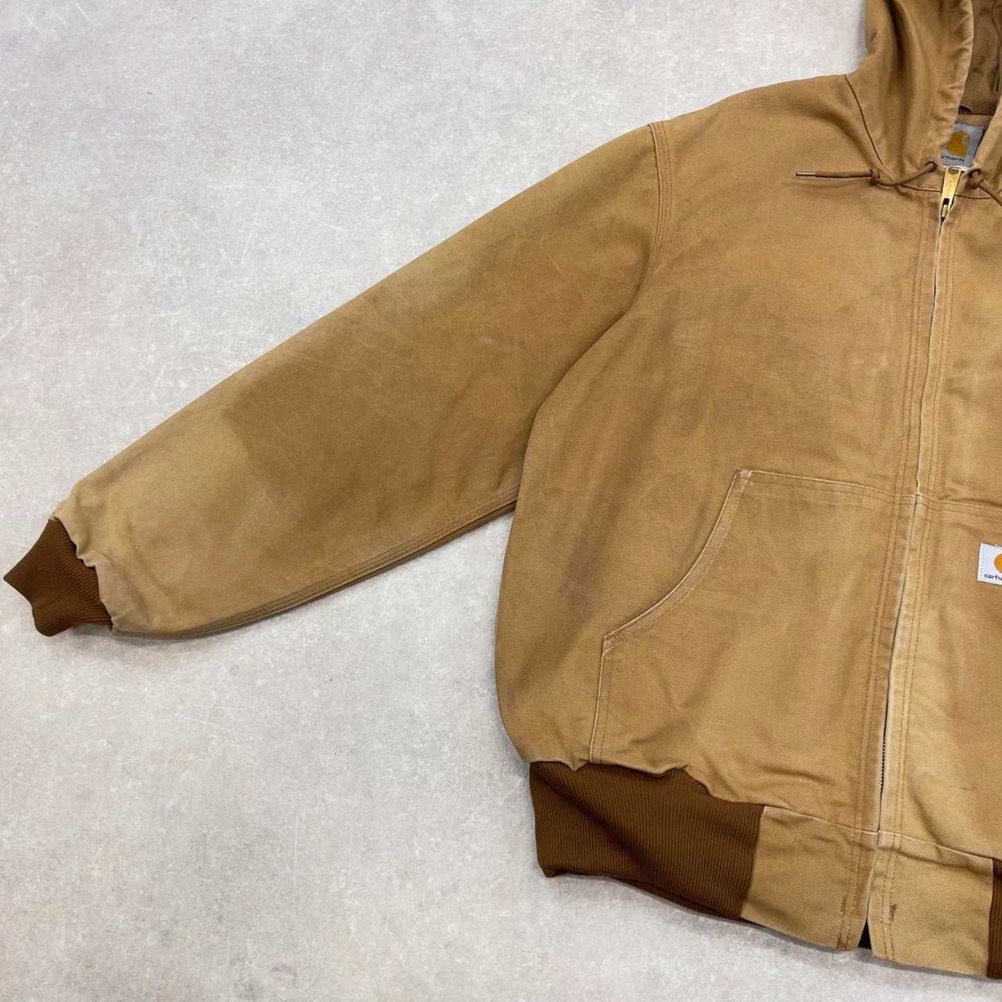 Carhartt hooded active jacket XL thick canvas 90s style skater worker jacket