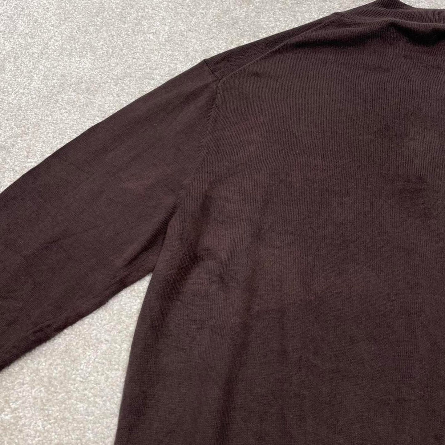 CHAPS knit quarter zip sweater jumper pull over large men's brown knitted y2k 00s style