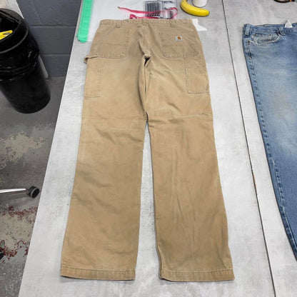 Carhartt carpenter trousers W36L36 loose flannel lined cargo pants skater style