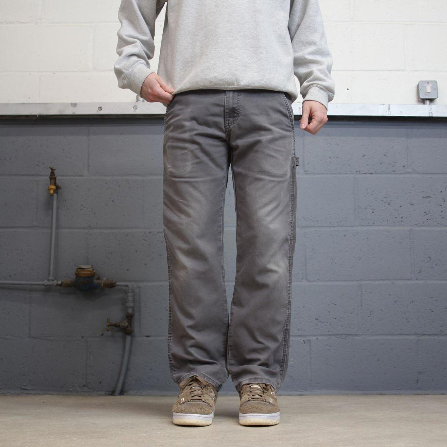 Grey Dickies carpenter jeans W32L30 regular fit canvasy 90s skater style cargo pants