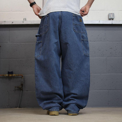 Carhartt baggy cargo jeans wide leg blue Loose fit denim skate style carpenter work pants