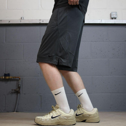 Nike sports shorts y2k loose grey Swoosh logo Dri-Fit comfy floaty summer gym shorts