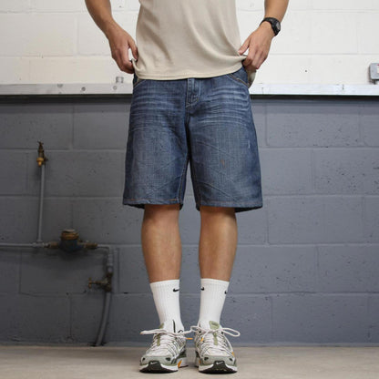 Blue embroidered Seven7 jorts W38