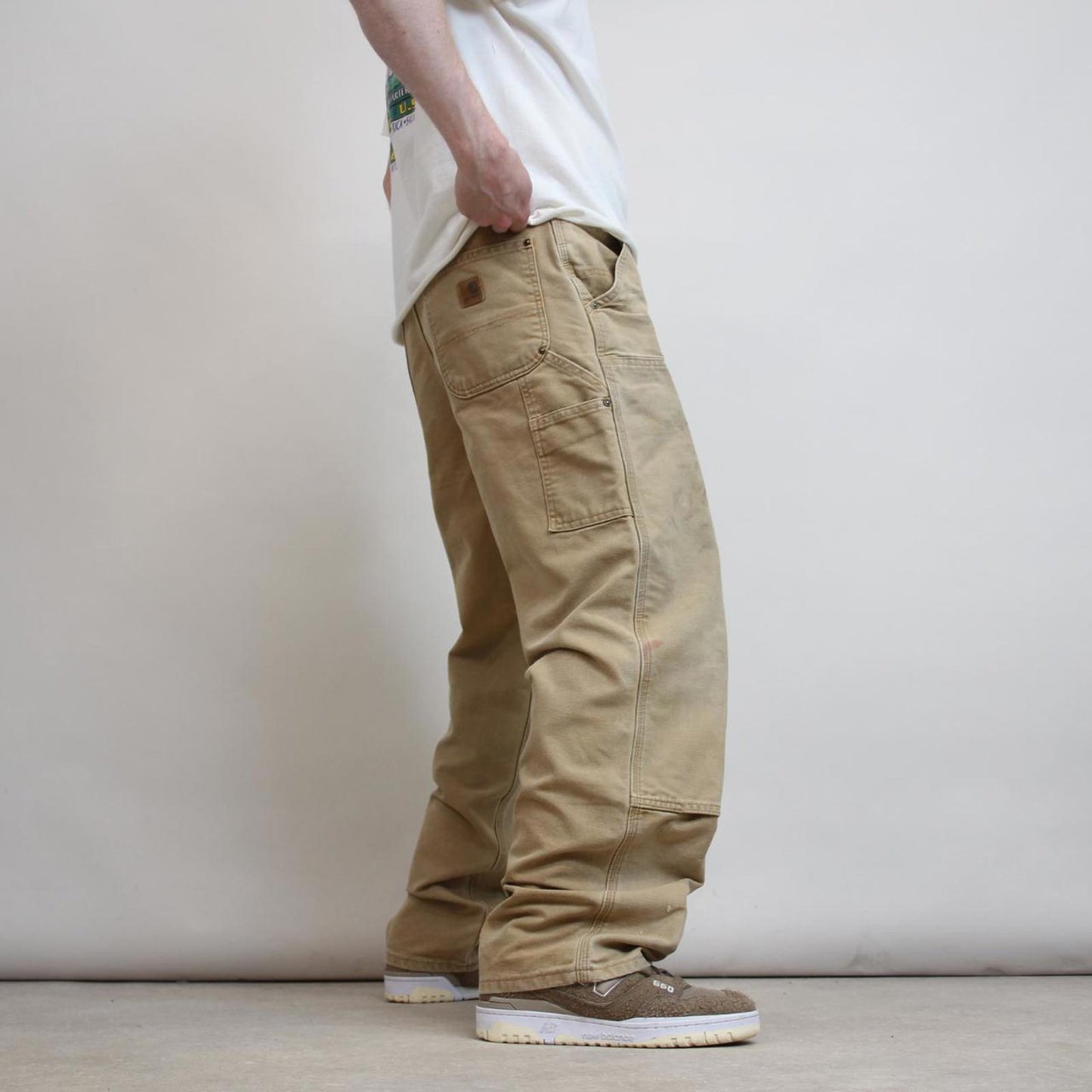 Baggy Carhartt double knee carpenter jeans W36 L32 tan 90s style skater cargos
