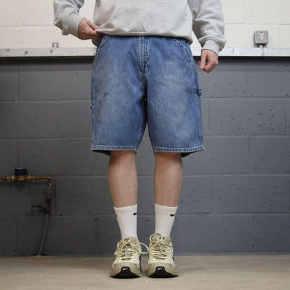 Baggy denim carpenter shorts cargo blue Aeropostale skater style surf jorts