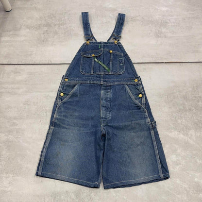 Vintage Key dungaree shorts W32 USA blue mens denim overalls