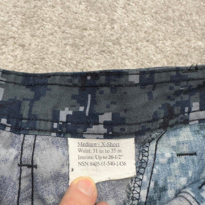 US Navy cargo pants W34L28 baggy blue USN digital camouflage trousers double knee pleated