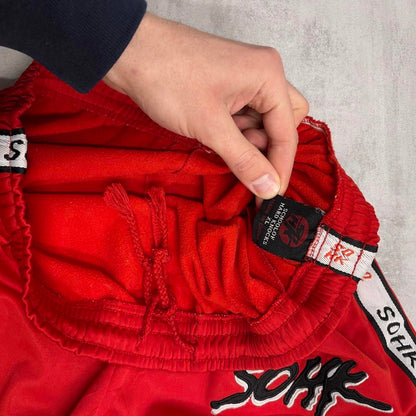 School Of Hard Knocks tracksuit bottoms XL red SOHK 90s style baggy trackies