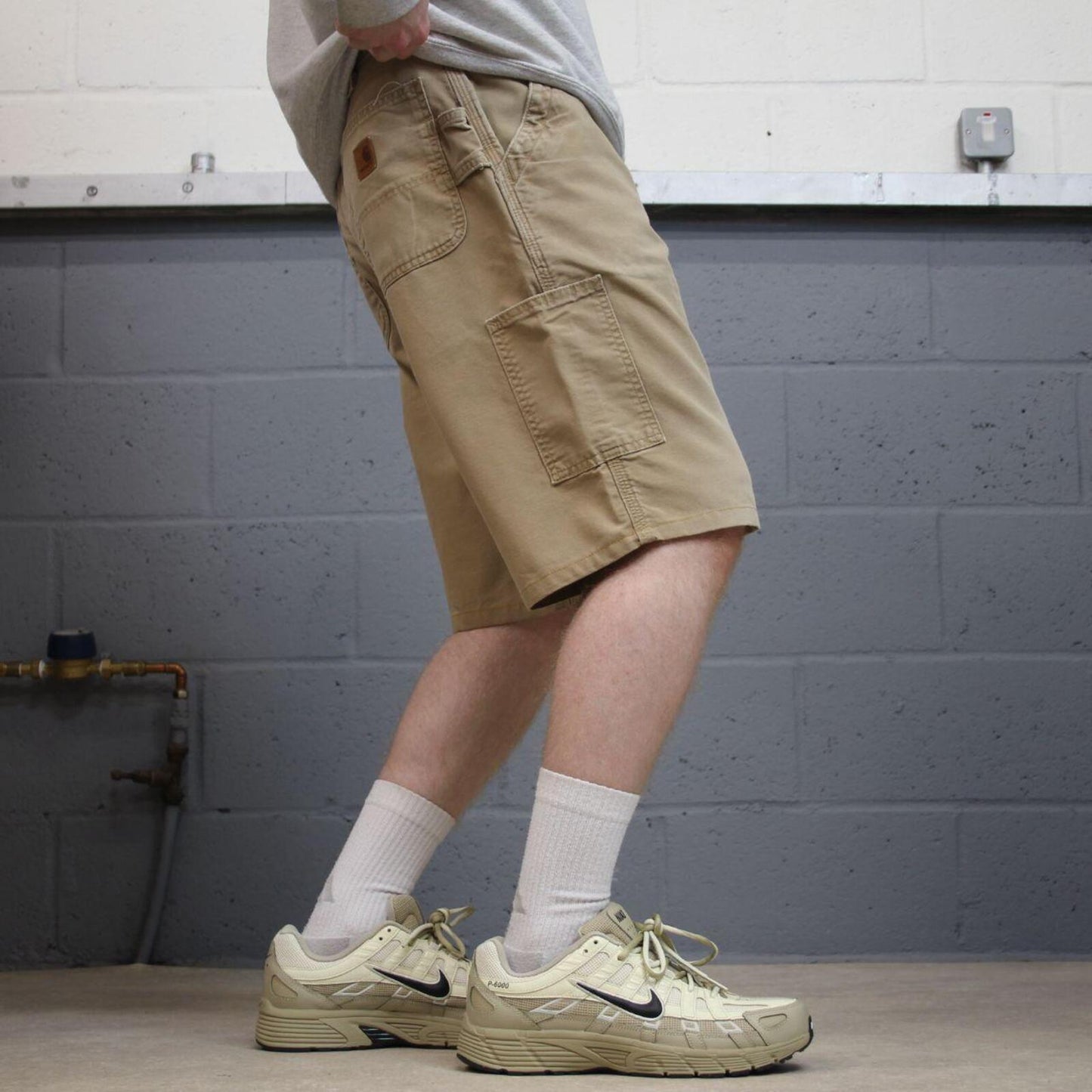 Carhartt carpenter shorts dungaree fit tan Loose cargo skater work shorts