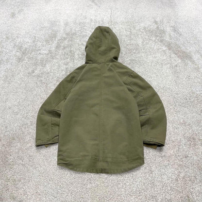 Green Carhartt hooded active jacket S 8/10 canvas 90s style skater bomber