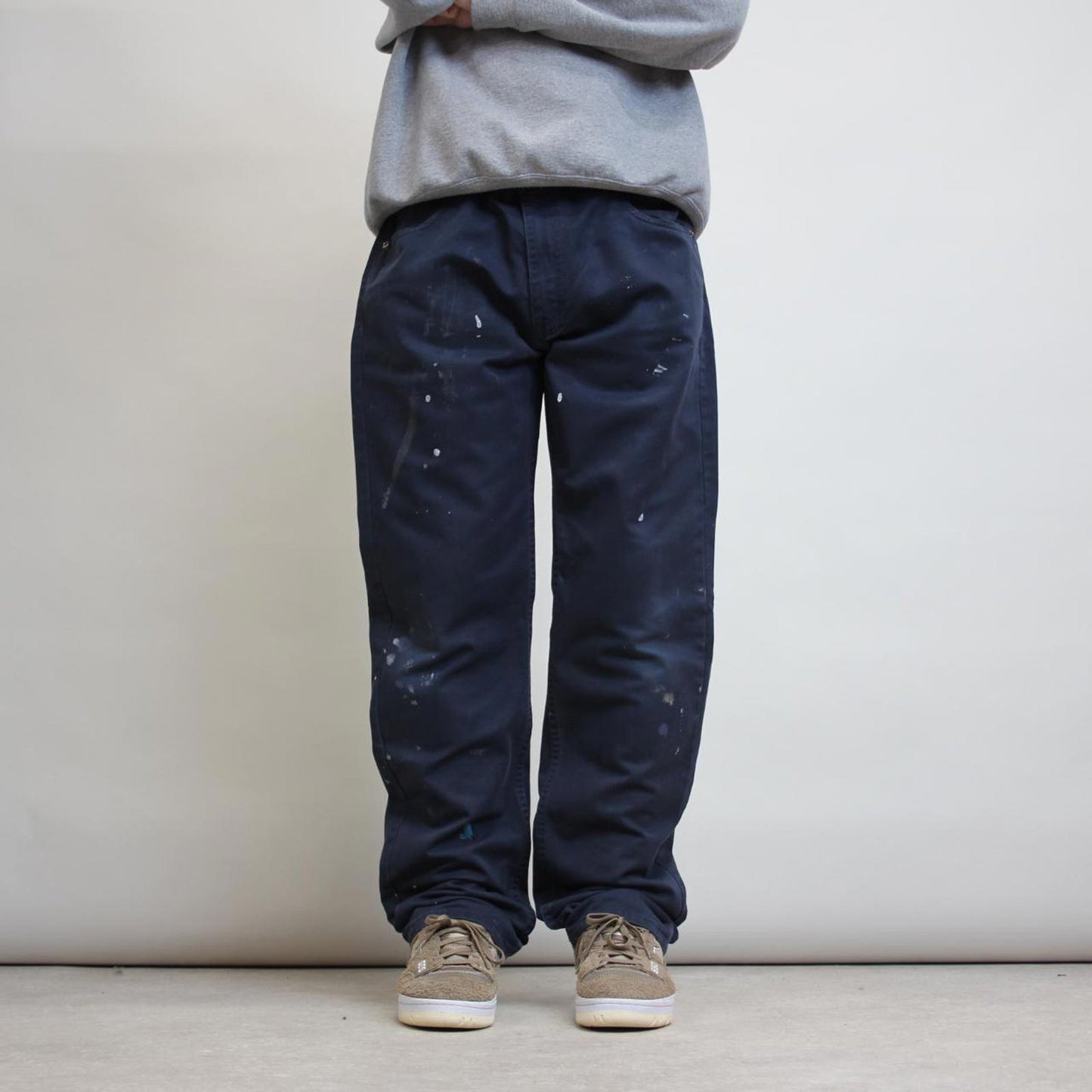 Navy Dickies pants W36L34 painted chino style trousers