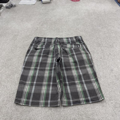 Checkered cargo shorts loose grey Lightweight check surf style shorts festival